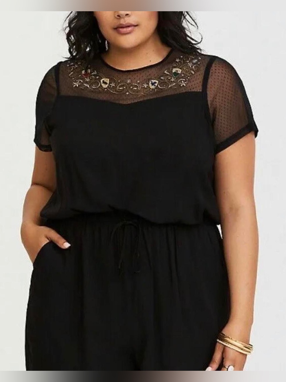 Torrid Harry Potter Embroidered Mesh Romper Black - Size 2 (2X)